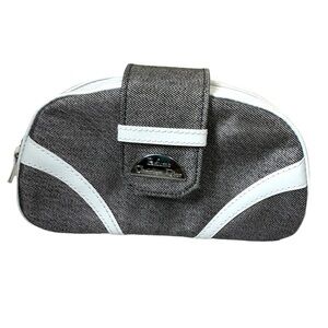 Dior Beauty NEW Canvas Faux Leather Clutch Cosmetic Makeup Bag Logo Zip Parfum
